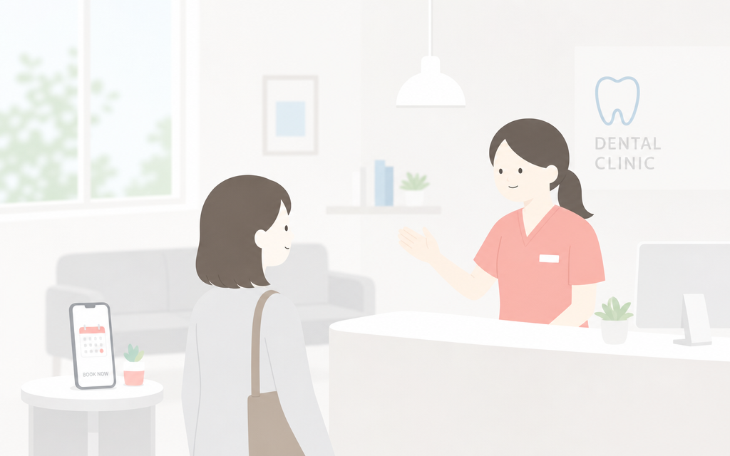 こうの歯科｜こうの歯科へのご相談はお気軽にを表すイラスト（エアフロー・大人・予防歯科）